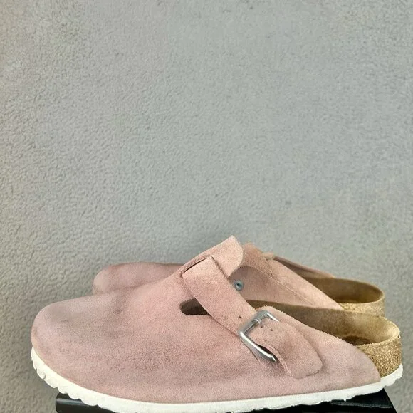 Birkenstock Boston Clog Candy Pink Suede Narrow Soft Bed Size 10 41 - Picture 2 of 5